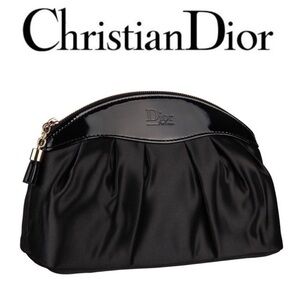 Dior Black Satin Cosmetic Bag